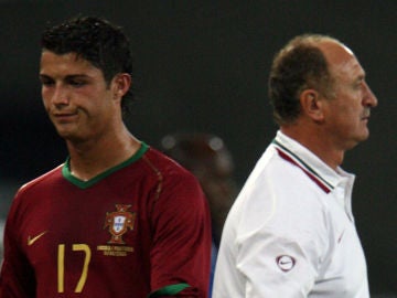 Cristiano Ronaldo y Scolari en 2006 con Portugal