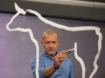 Antonio Banderas y Pablo Motos dibujan un toro al estilo Picasso en 'El Hormiguero 3.0' Antonio Banderas y Pablo Motos dibujan un toro al estilo Picasso en 'El Hormiguero 3.0'