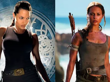 Angelina Jolie y Alicia Vikander como Lara Croft Angelina Jolie y Alicia Vikander como Lara Croft