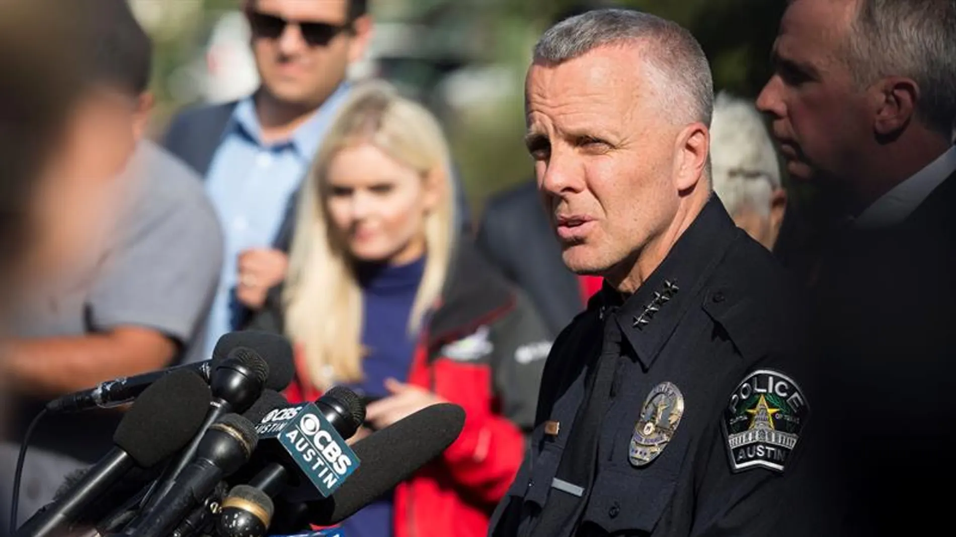El jefe de Policía de Austin, Brian Manley, se dirige a los medios en Austin, Texas El jefe de Policía de Austin, Brian Manley, se dirige a los medios en Austin, Texas