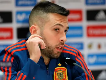 Jordi Alba, en rueda de prensa en Alemania Jordi Alba, en rueda de prensa en Alemania