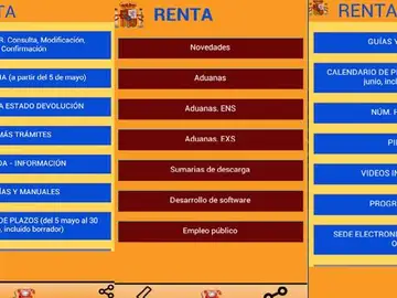 Pantallazos de la aplicación 'RENTA 2018' Pantallazos de la aplicación 'RENTA 2018'