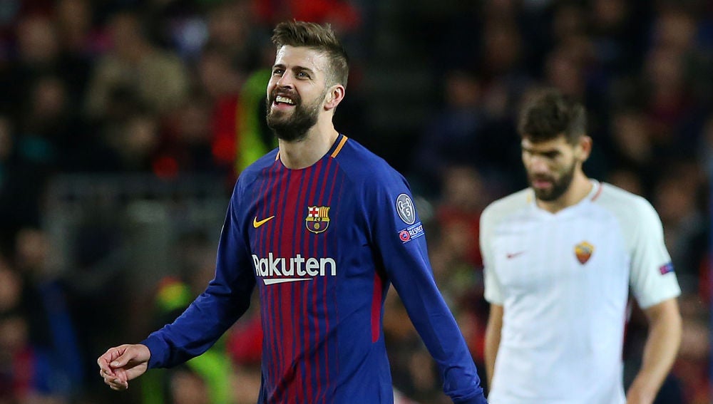 Gerard Piqué, en el partido ante la Roma