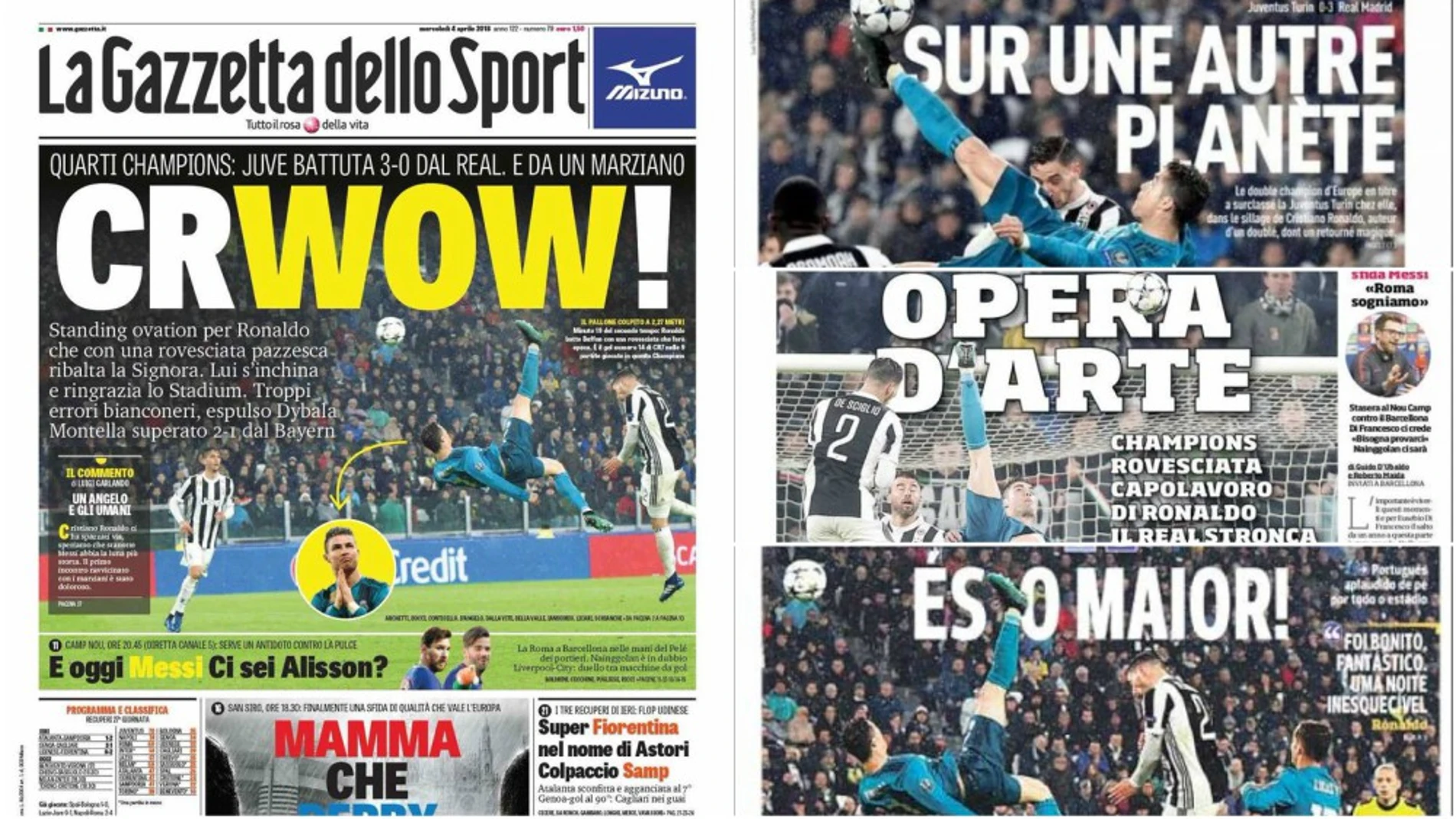 Las portadas de la prensa con el gol de chilena de Cristiano