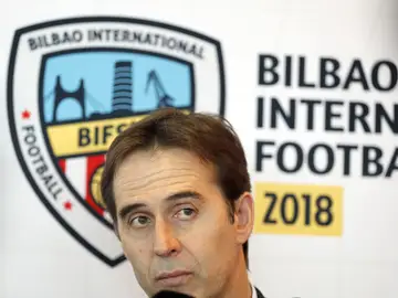 Lopetegui, durante la conferencia Lopetegui, durante la conferencia
