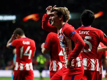 Griezmann celebra su gol contra el Sporting Griezmann celebra su gol contra el Sporting