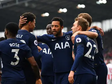 El Tottenham celebrando el gol ante el Stoke El Tottenham celebrando el gol ante el Stoke