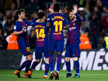 El Barcelona celebra un gol El Barcelona celebra un gol