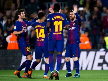 El Barcelona celebra un gol El Barcelona celebra un gol