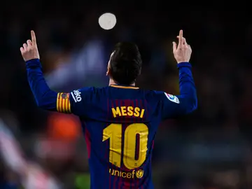 Messi celebra un gol Messi celebra un gol