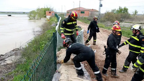 Efectivos de la UME trabajan en el Ebro a su paso por Pina del Ebro Efectivos de la UME trabajan en el Ebro a su paso por Pina del Ebro