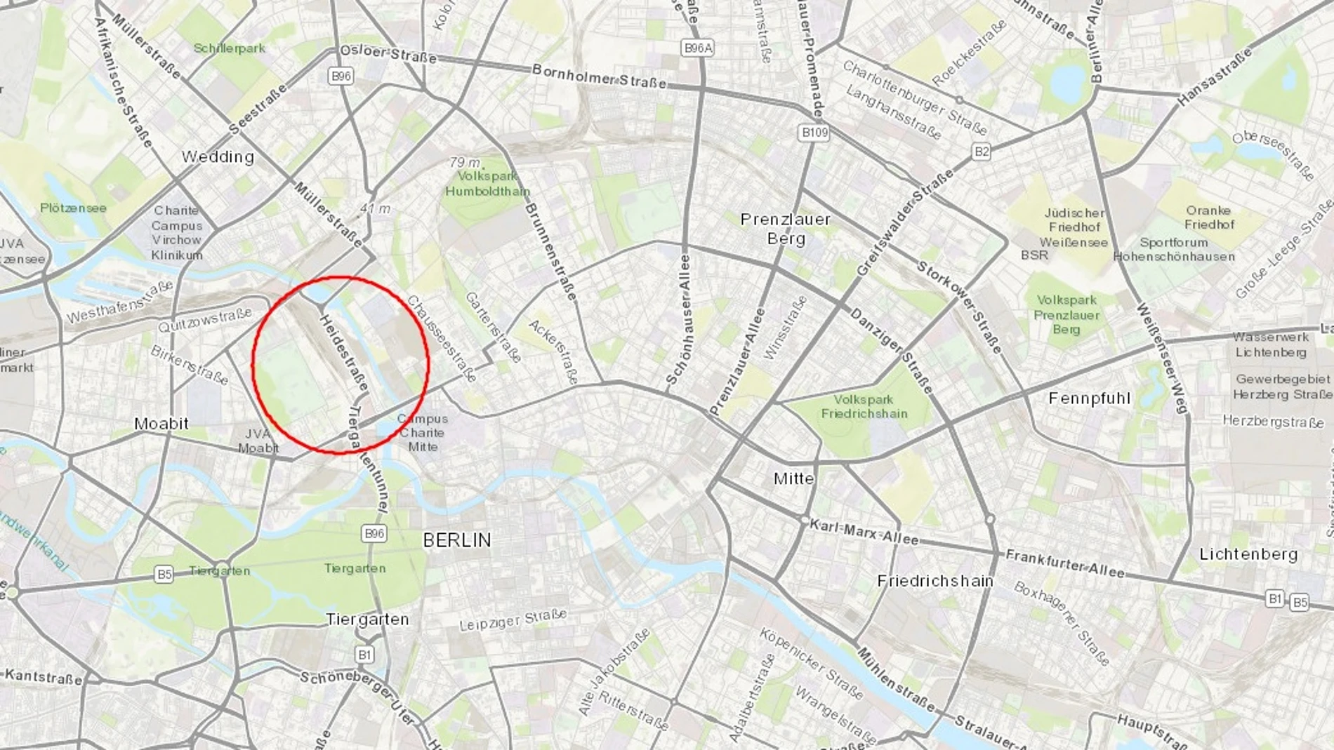 La zona que será evacuada en Berlín La zona que será evacuada en Berlín