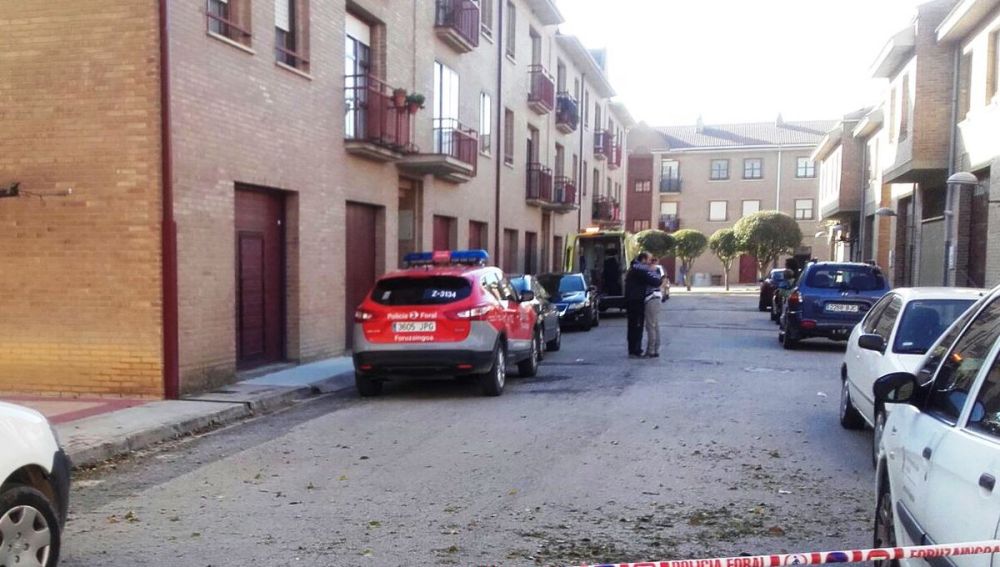La Policía Foral en el lugar del presunto homicidio