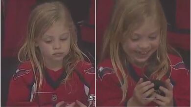 La imagen más tierna del deporte: historia entre una niña y un disco de hockey
