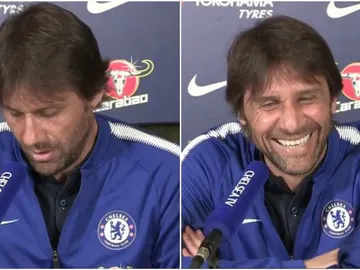 Conte recibe la llamada de su mujer en rueda de prensa Conte recibe la llamada de su mujer en rueda de prensa