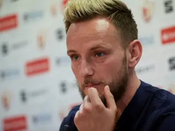Rakitic, en la sala de prensa antes de la final de la Copa Rakitic, en la sala de prensa antes de la final de la Copa