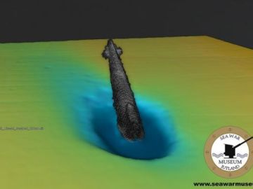 Imagen del equipo de escaneo donde se muestra el submarino U-3523