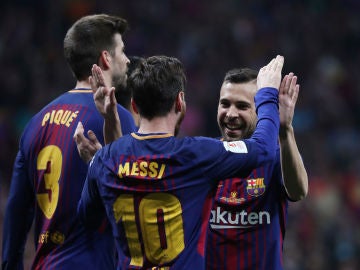 Messi celebrando el gol del Barcelona Messi celebrando el gol del Barcelona