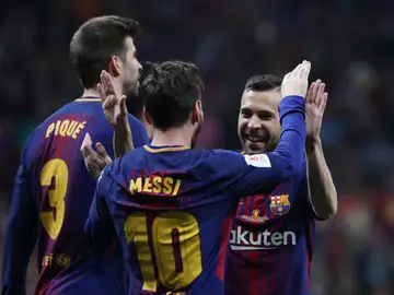 Messi celebrando el gol del Barcelona Messi celebrando el gol del Barcelona