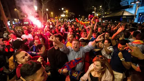 Aficionados del Barcelona, en Canaletas Aficionados del Barcelona, en Canaletas