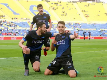 Munir celebra uno de sus goles contra Las Palmas Munir celebra uno de sus goles contra Las Palmas
