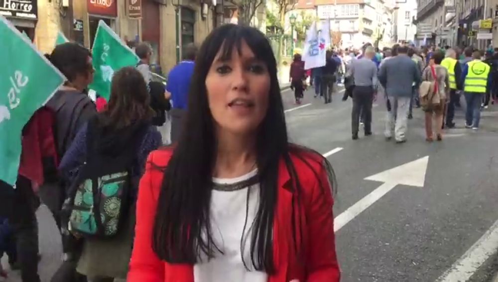 Cientos de personas protestan en Santiago de Compostela contra la "privatización" que según dicen contempla el futuro plan forestal