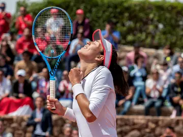 Muguruza celebra una victoria Muguruza celebra una victoria