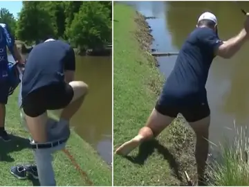 Justin Rose se queda en calzoncillos para realizar un golpe Justin Rose se queda en calzoncillos para realizar un golpe