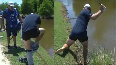 Justin Rose se queda en calzoncillos para realizar un golpe Justin Rose se queda en calzoncillos para realizar un golpe