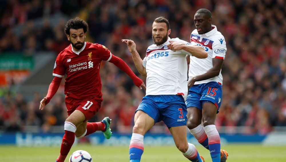 Salah en un partido con el Stoke City