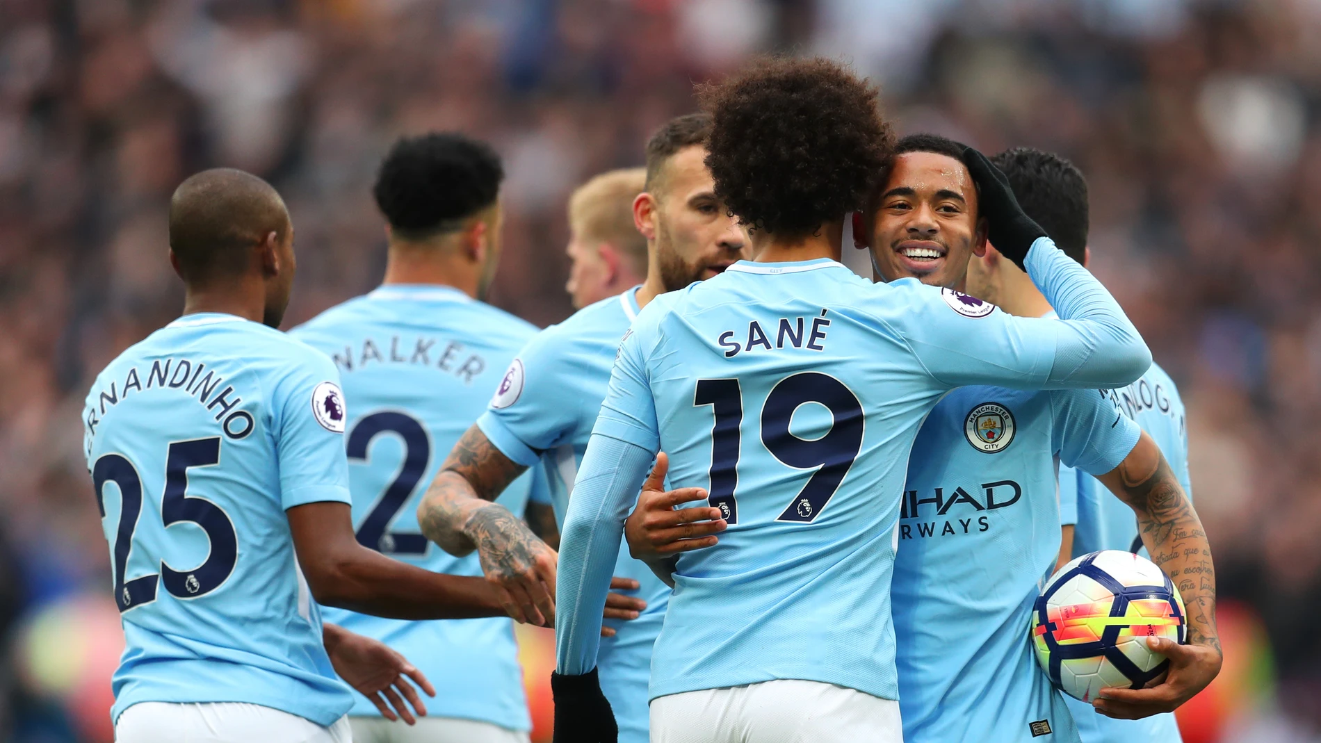 El Manchester City celebrando un gol El Manchester City celebrando un gol