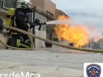 Los bomberos de Mallorca sofocando el fuego Los bomberos de Mallorca sofocando el fuego