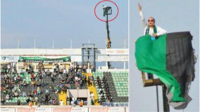 Lo nunca visto: sancionan a un aficionado sin poder entrar al estadio... ¡y alquila una grúa para ver a su equipo!