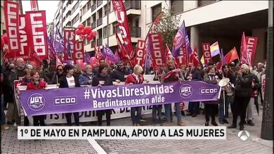 'Vivas, libres y unidas', las proclamas por el 1 de mayo en Pamplona