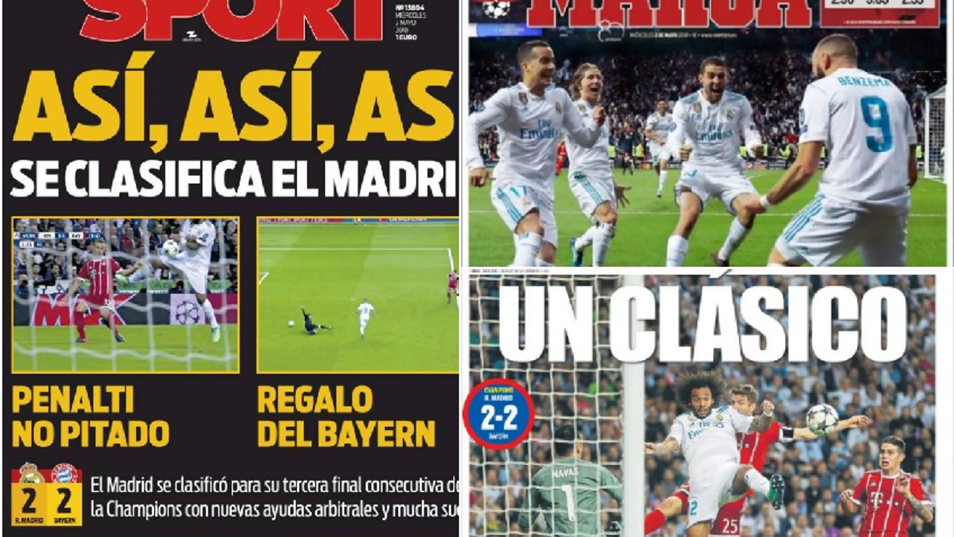 Portadas de la prensa con el pase del Real Madrid a la final de Kiev