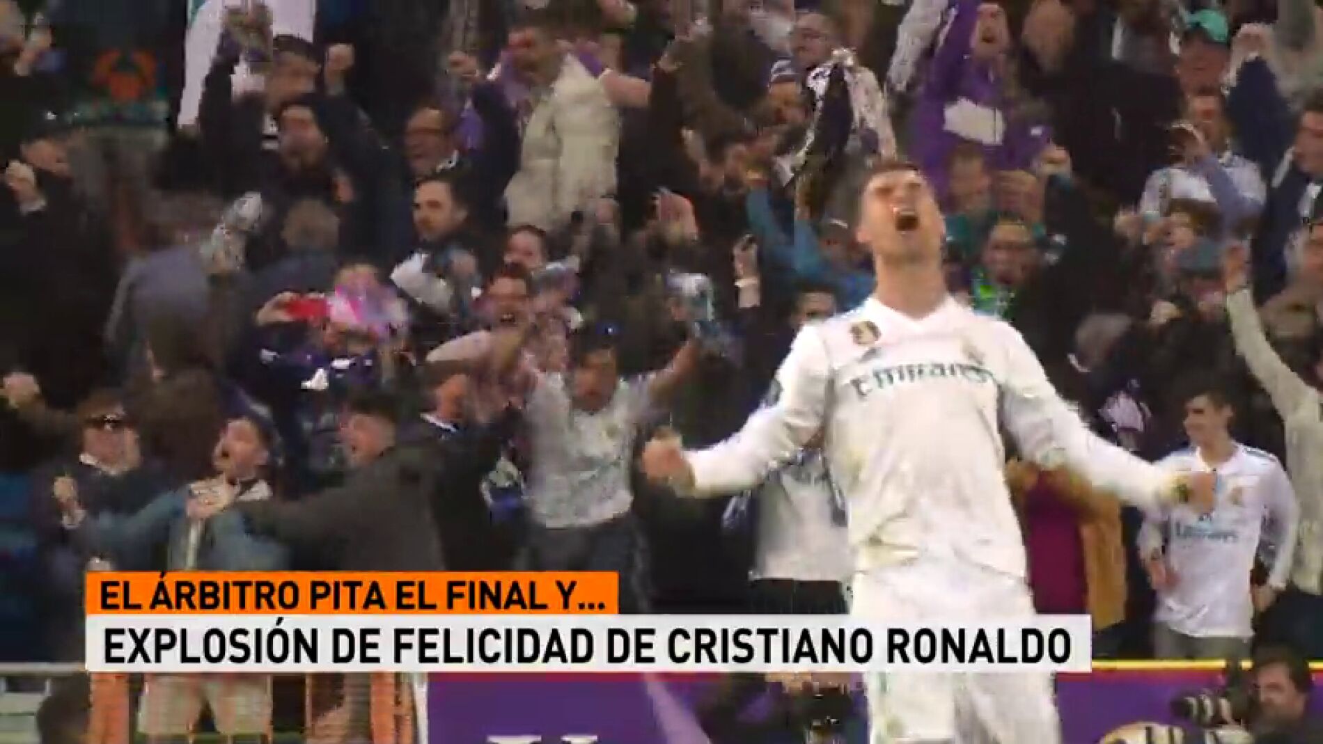 La explosi&oacute;n de j&uacute;bilo de Cristiano con el pitido final