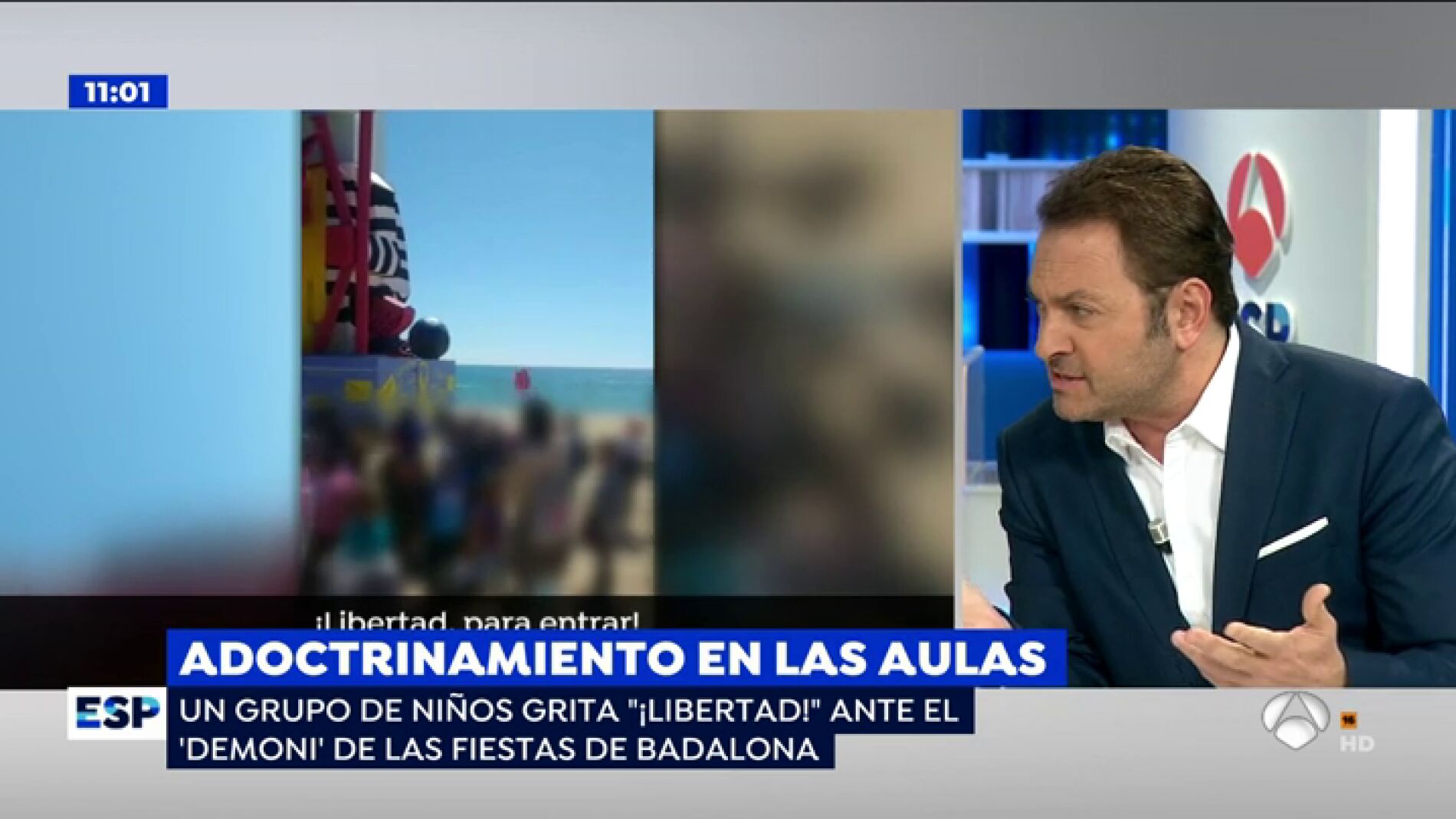 Los ni&ntilde;os gritan "libertad" en las fiestas populares de Badalona a un 'demonio independentista' vestido de preso