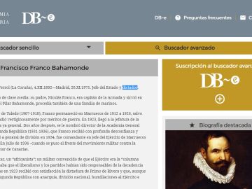 Entrada de Franco en el Diccionario Biográfico