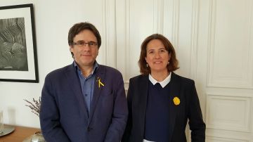El expresidente de la Generalitat Carles Puigdemont y la presidenta de la ANC, Elisenda Paluzie