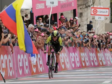 Esteban Chaves, durante la primera etapa del Giro Esteban Chaves, durante la primera etapa del Giro