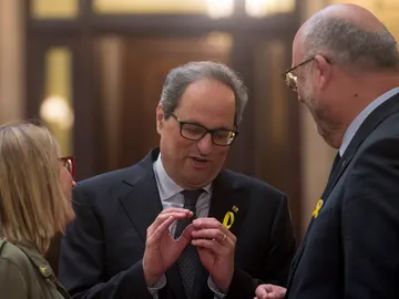 Quim Torra en el Parlament con Elsa Artadi Quim Torra en el Parlament con Elsa Artadi