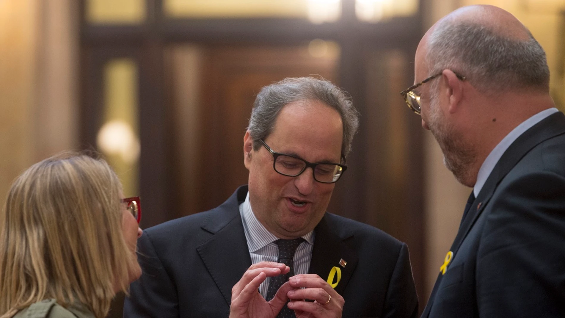 Quim Torra en el Parlament con Elsa Artadi Quim Torra en el Parlament con Elsa Artadi