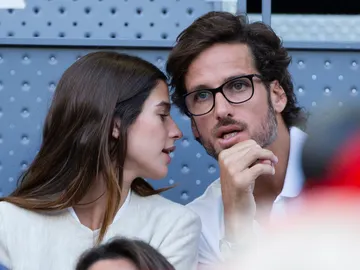 Sandra Gago y Feliciano López durante el partido de Nadal Sandra Gago y Feliciano López durante el partido de Nadal