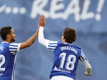 Oyarzabal celebrando un gol Oyarzabal celebrando un gol