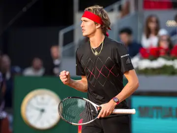 Alexander Zverev celebra un punto ante Thiem Alexander Zverev celebra un punto ante Thiem
