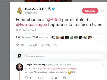 La felicitación del Madrid al Atlético La felicitación del Madrid al Atlético