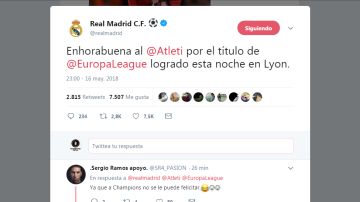 La felicitación del Madrid al Atlético