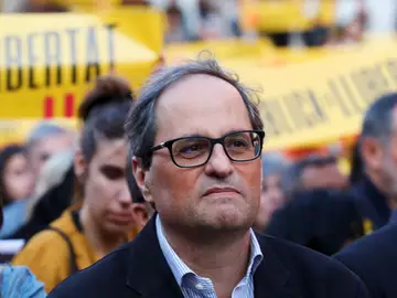 El presidente de la Generalitat, Quim Torra, durante una concentración. El presidente de la Generalitat, Quim Torra, durante una concentración.