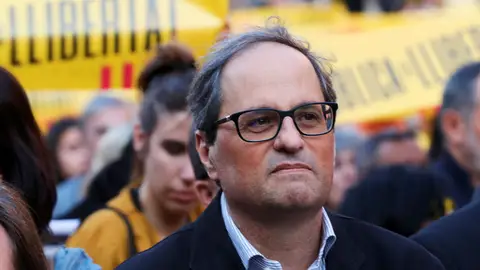 El presidente de la Generalitat, Quim Torra, durante una concentración. El presidente de la Generalitat, Quim Torra, durante una concentración.