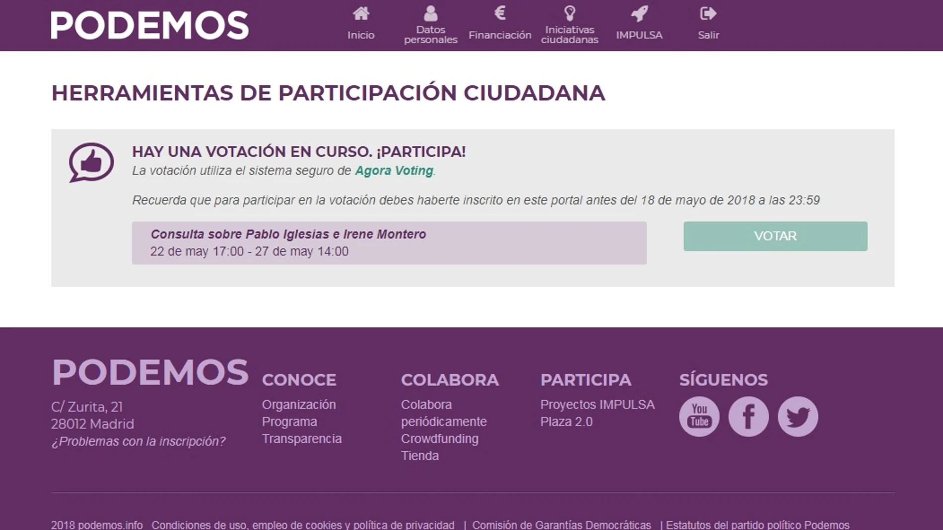 Votación de Podemos Votación de Podemos